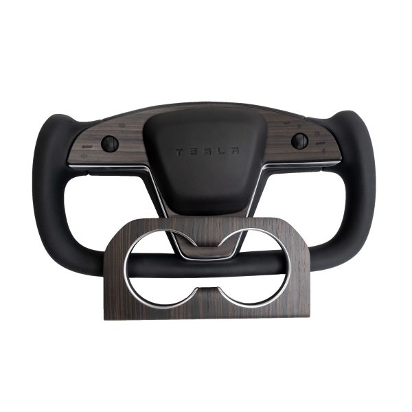 2021-2023 Model S & X Yoke Steering Wheel Ebony Wood Accent Overlays Discount - Image 4