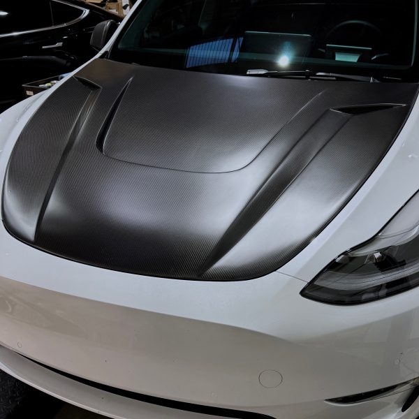 2020-2024 | Model Y Viento Formula One Hood - Dual Layer with Xpel Clear Bra- Real Molded Carbon Fiber For Cheap - Image 3