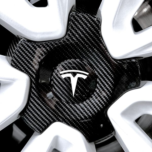 Model X - 22  Turbine Center Wheel Hubs - Real Molded Carbon Fiber- (Set of 4) For Cheap - Image 5