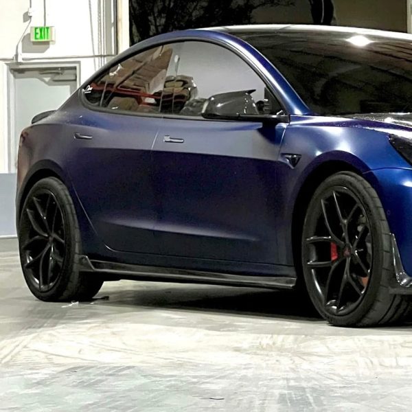 2017-2023 | Model 3 Viento Side Skirts Open Back (Hollow Version) - Real Molded Carbon Fiber on Sale - Image 3