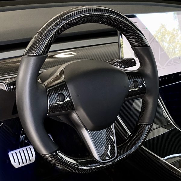 Model 3 & Y - Standard Steering wheel - Real Molded Carbon Fiber Hot on Sale - Image 2