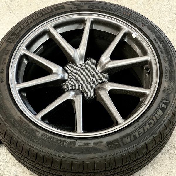 Model 3 18  Aero Wheel Center Hub Caps (Set of 4) - Hydro Carbon Fiber Coated For Discount - Image 5