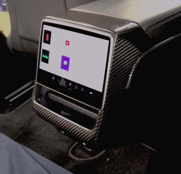 2024+ | Model 3 Highland Refreshed Backseat Screen Display Overlay Frame - Real Dry Molded Carbon Fiber Cheap