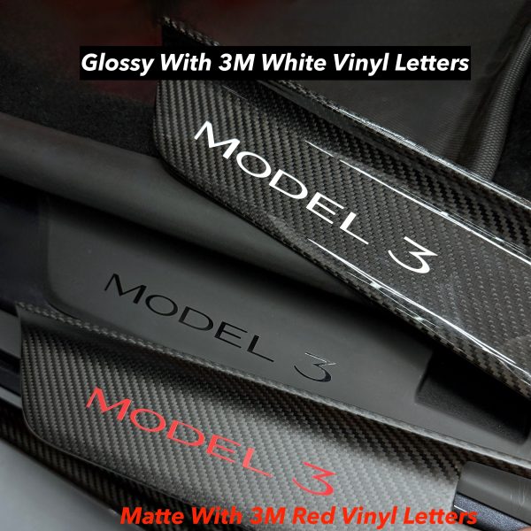 2024+ | Model 3 Highland Refreshed Door Sill Overlays (4 Pieces) - Real Dry Molded Carbon Fiber Hot on Sale - Image 2