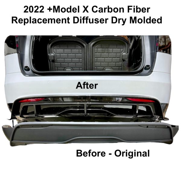 2022+ | Model X Colossal Rear Replacement Diffuser - Real Dry Molded Carbon Fiber Cheap - Image 5