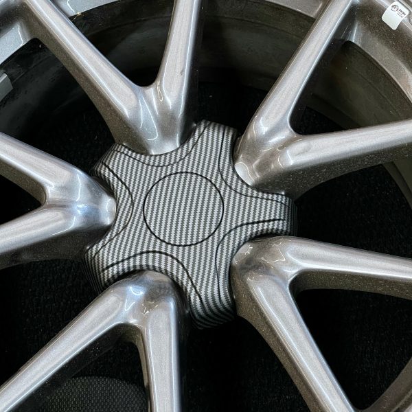 Model 3 18  Aero Wheel Center Hub Caps (Set of 4) - Hydro Carbon Fiber Coated For Discount - Image 3