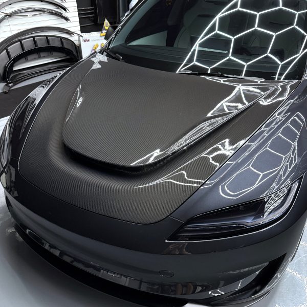 2024+ | Model 3 Highland Serpent Hood - Dual Layer with Xpel Clear Bra- Real Molded Carbon Fiber Hot on Sale - Image 3