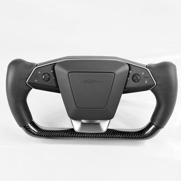 Cybertruck Heated Yoke Steering Wheel - TESLA Factory Original Core, Reshaped & Resurfaced in Real Molded Carbon Fiber & Napa Leather Hot on Sale - Image 2