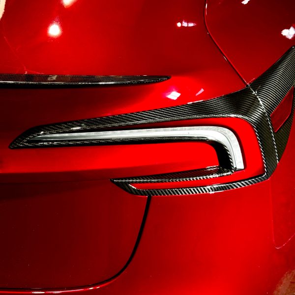 2024+ | Model 3 Highland Refreshed Tail Light Overlay Frames (1 Pair) - Real Dry Molded Carbon Fiber Sale - Image 4