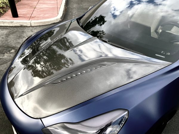 2017-2023 | Model 3 Viento Shark Tooth Hood - Dual Layer with Xpel Clear Bra- Real Molded Carbon Fiber Online - Image 4