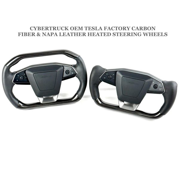 Cybertruck Heated Yoke Steering Wheel - TESLA Factory Original Core, Reshaped & Resurfaced in Real Molded Carbon Fiber & Napa Leather Hot on Sale - Image 5