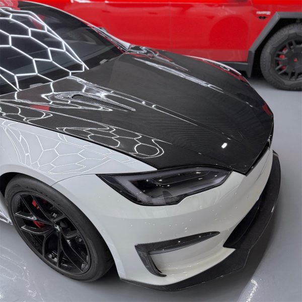 2015+ | Model S Viento Robot Hood - Dual Layer with Xpel Clear Bra - Dry Molded Carbon Fiber on Sale - Image 5