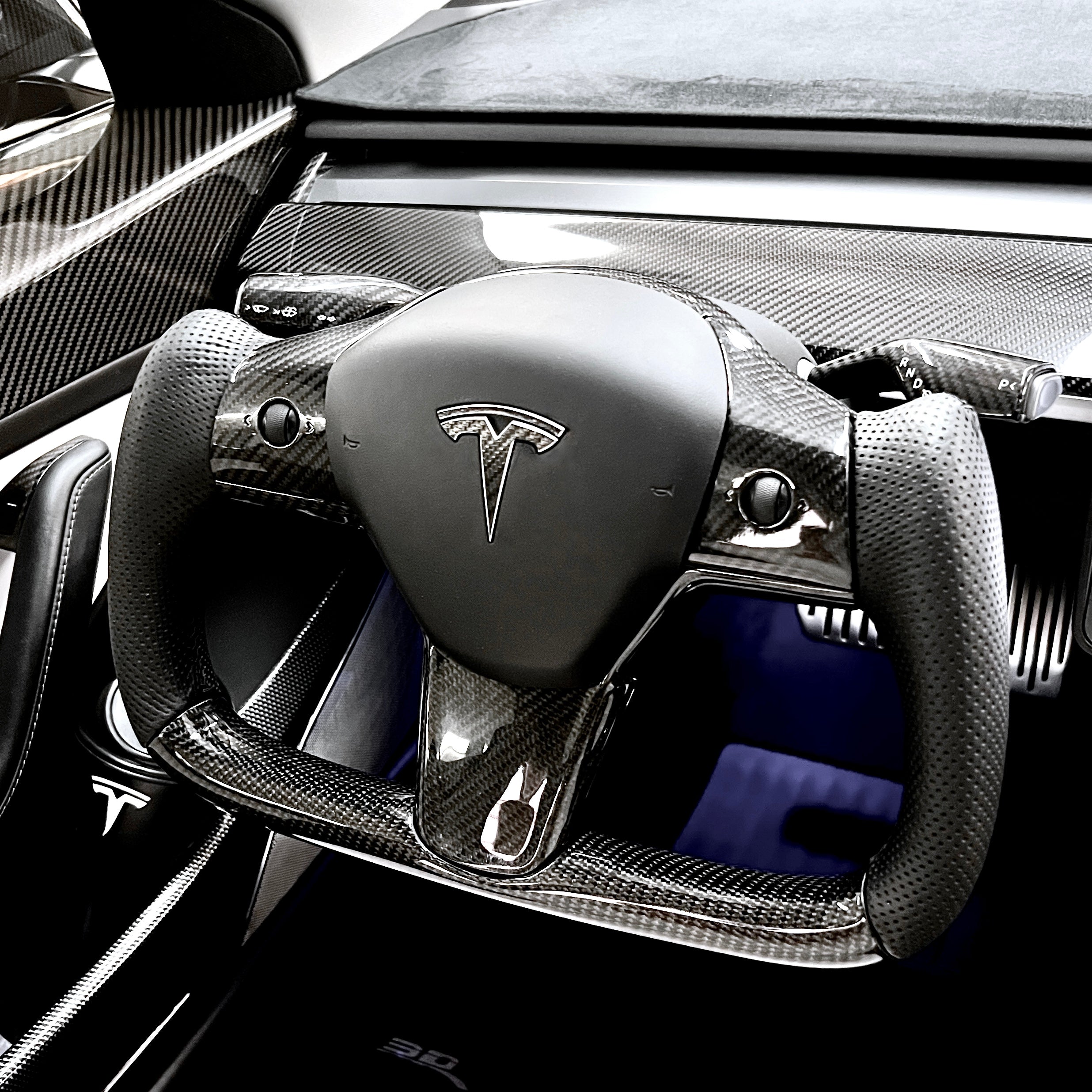 Model 3 & Y Yoke Style Steering Wheel – Carbon Fiber & Black Leather Handles Online Hot Sale