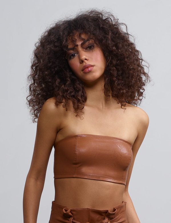 Faux Leather Bandeau Bralette Online now - Image 2