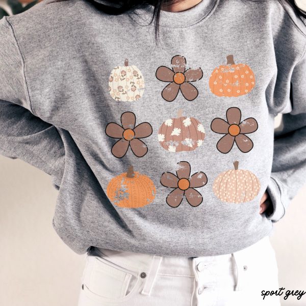 *Floral Pumpkin Rows Sweatshirt *5 Colors (S-3X) Discount - Image 4