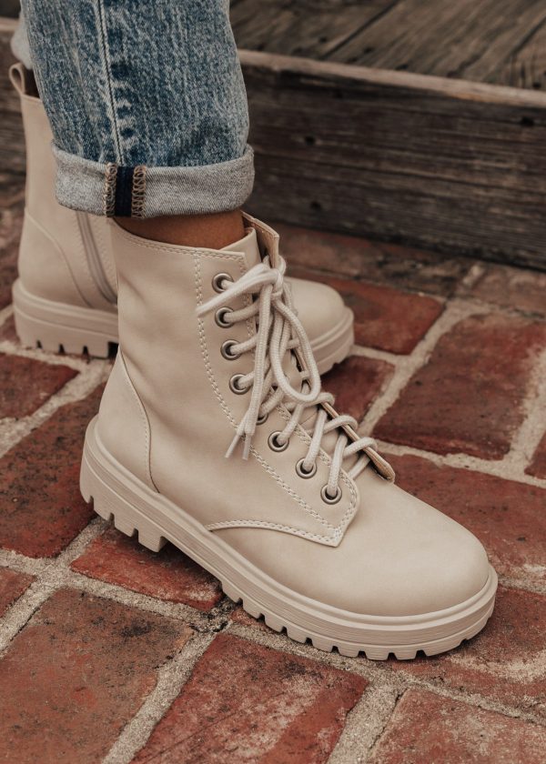 Firm Lace Up Boot (5.5-10) *BEIGE Cheap