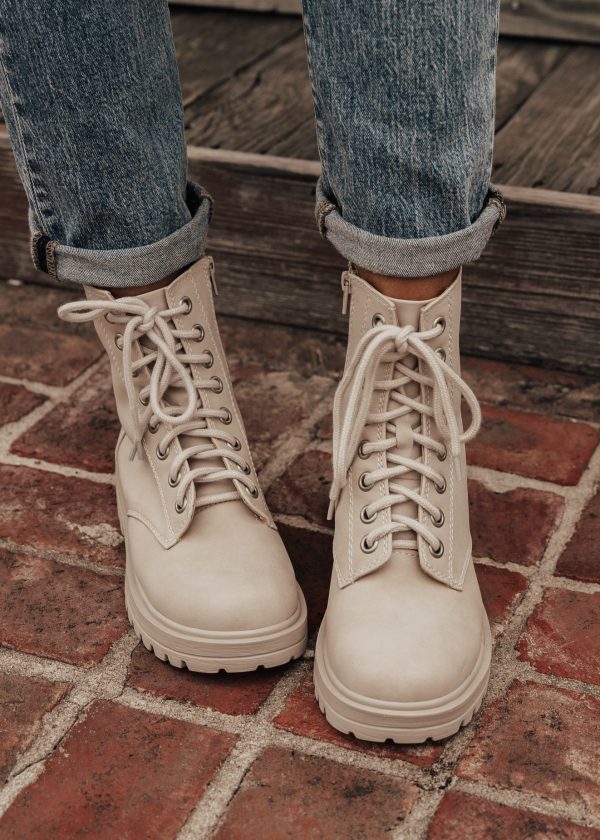 Firm Lace Up Boot (5.5-10) *BEIGE Cheap - Image 2