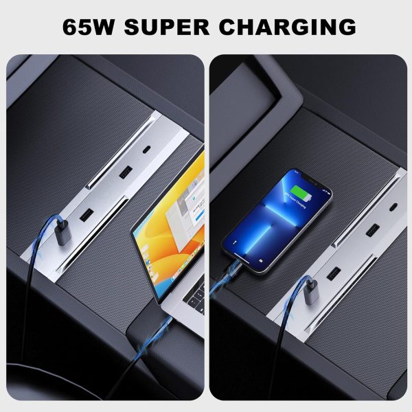 2024+ | Model 3 Highland Refreshed Center Console USB A+C 4 Port Hub Adapter 65W Fast Charger Online Hot Sale - Image 3