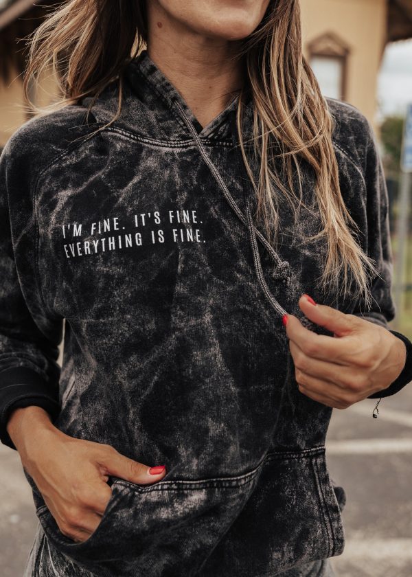 Pre-ORDER: Everything is Fine Vintage Raglan Hoodie *Cloud Black (S-3X) Fashion