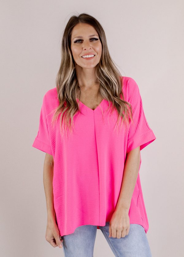 Alex Crinkle Top (S-XL) *NEON FUCHSIA Cheap - Image 4