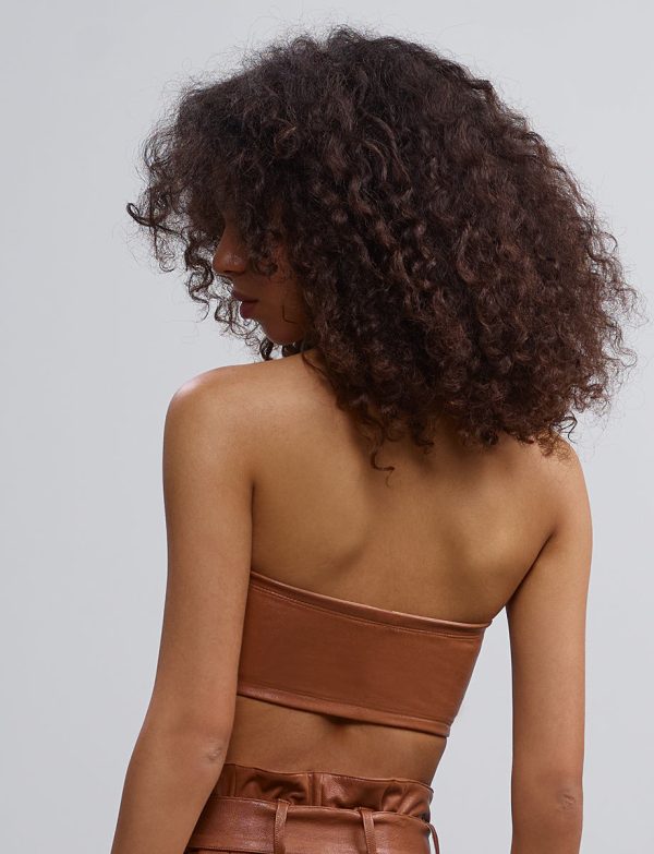 Faux Leather Bandeau Bralette Online now - Image 4
