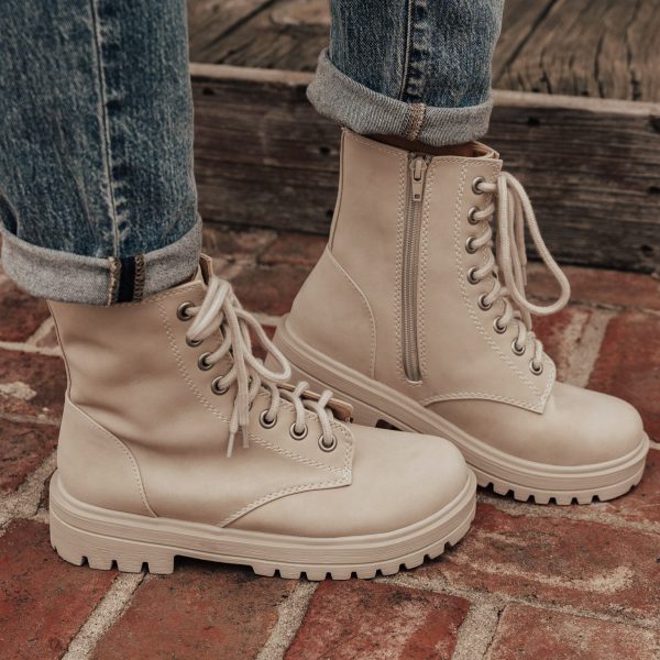 Firm Lace Up Boot (5.5-10) *BEIGE Cheap - Image 3