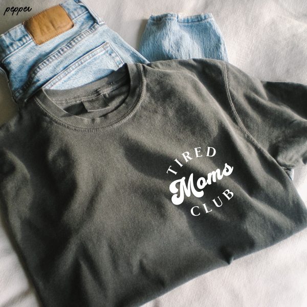 Pocket Tired Moms Club Tee *12 Colors (S-3X) Online Sale - Image 3