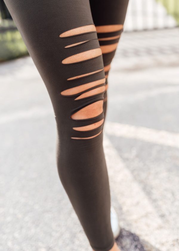Olive Slit Leggings (S-3X) Cheap - Image 3