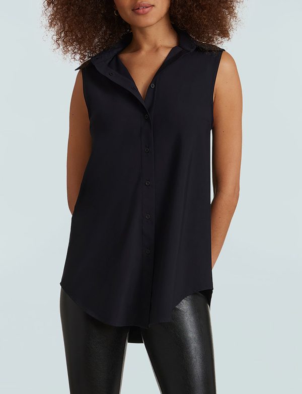 Classic Sleeveless Oversized Button Down Shirt Sale - Image 2