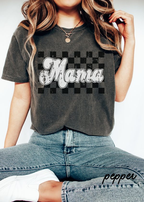 Pre Order: MAMA Checkered Tee **9 Colors (S-3X) Discount - Image 2