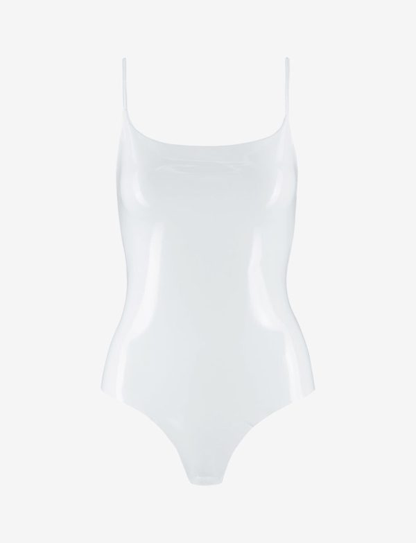Faux Patent Leather Cami Bodysuit Fashion
