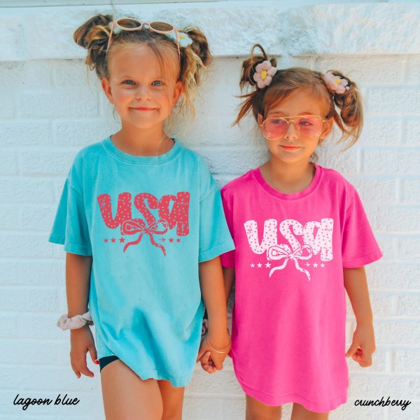 YOUTH USA Bubble Coquette Comfort Colors Tee *9 Colors (S-3X) Online now - Image 2
