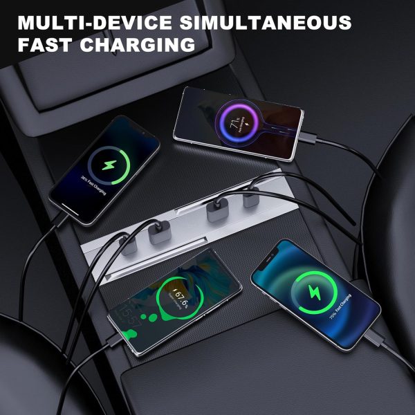 2024+ | Model 3 Highland Refreshed Center Console USB A+C 4 Port Hub Adapter 65W Fast Charger Online Hot Sale - Image 4