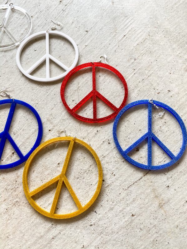 Peace Sign Earrings *9 COLORS Hot on Sale - Image 5