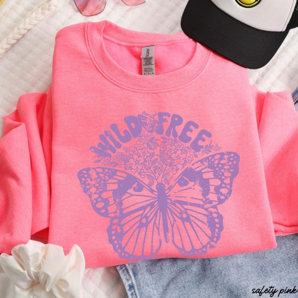 Wild & Free Butterfly Sweatshirt *5 Colors (S-3X) For Discount - Image 4