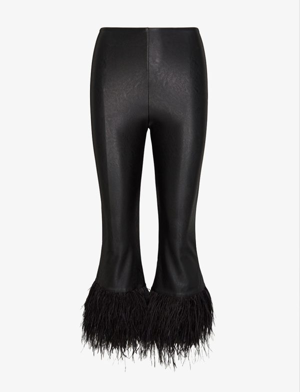 Faux Leather Feather Crop Flare Sale