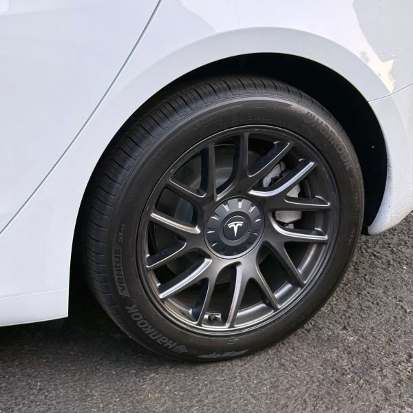 2024+ | Model 3 Highland Refreshed 18  Photon Center Wheel Hubs in Wheel Matching Grey  (Set of 4) Online Sale - Image 4
