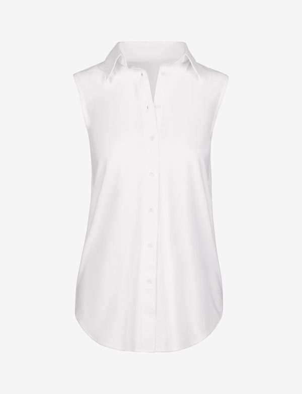 Classic Sleeveless Oversized Button Down Shirt Sale - Image 4
