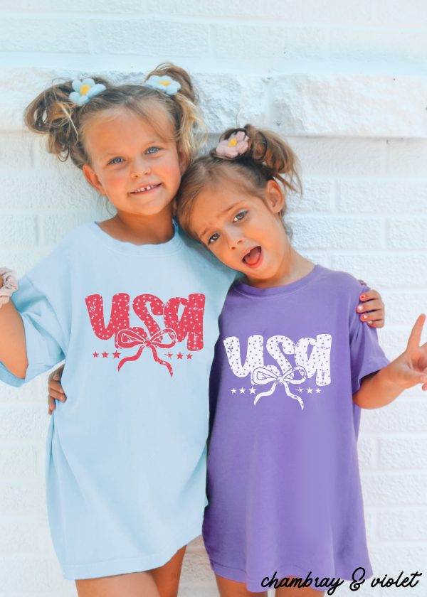 YOUTH USA Bubble Coquette Comfort Colors Tee *9 Colors (S-3X) Online now