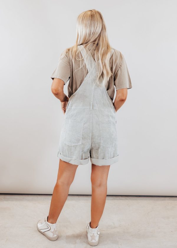 Relaxed Corded Overalls *GREY MINT Online now - Image 4