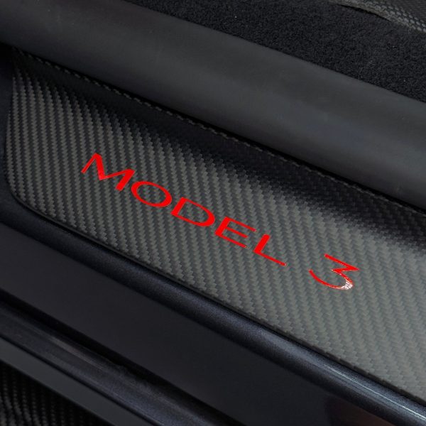 2024+ | Model 3 Highland Refreshed Door Sill Overlays (4 Pieces) - Real Dry Molded Carbon Fiber Hot on Sale - Image 4