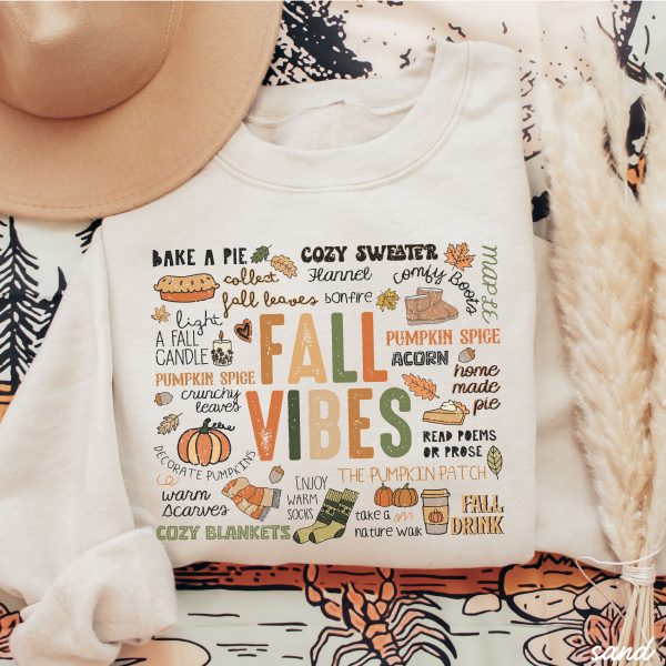*Fall Vibes Collage Sweatshirt *5 Colors (S-3X) Online Hot Sale