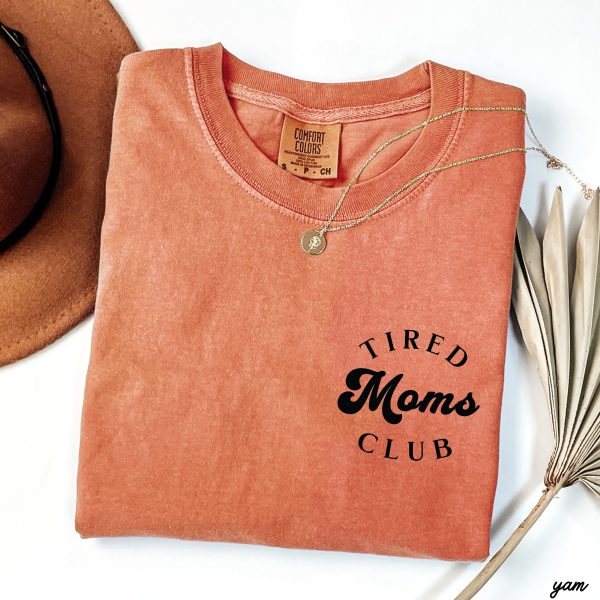Pocket Tired Moms Club Tee *12 Colors (S-3X) Online Sale - Image 5