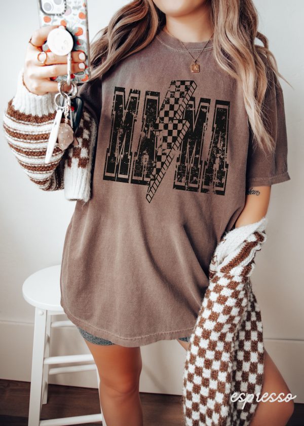 Checkered Bolt MAMA Tee *10 Colors Black Ink (S-3X) Online