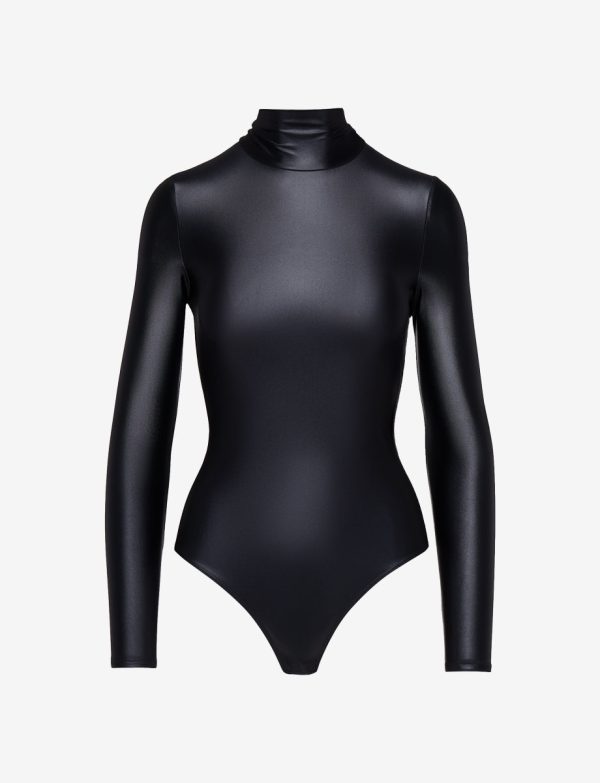 Matte Metallic Turtleneck Bodysuit Cheap