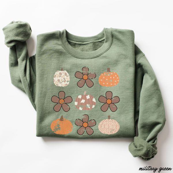 *Floral Pumpkin Rows Sweatshirt *5 Colors (S-3X) Discount - Image 3