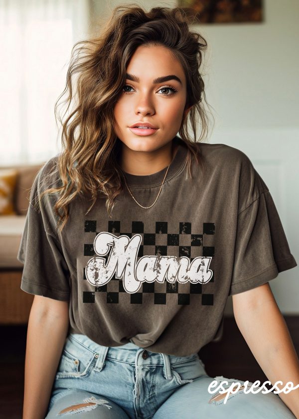 Pre Order: MAMA Checkered Tee **9 Colors (S-3X) Discount - Image 3