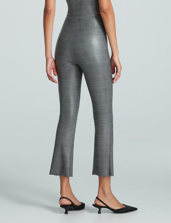 Faux Leather Print Cropped Flare Fashion - Image 3