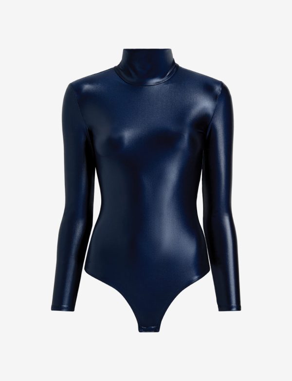 Matte Metallic Turtleneck Bodysuit Cheap - Image 5