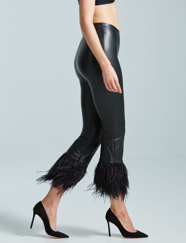 Faux Leather Feather Crop Flare Sale - Image 3
